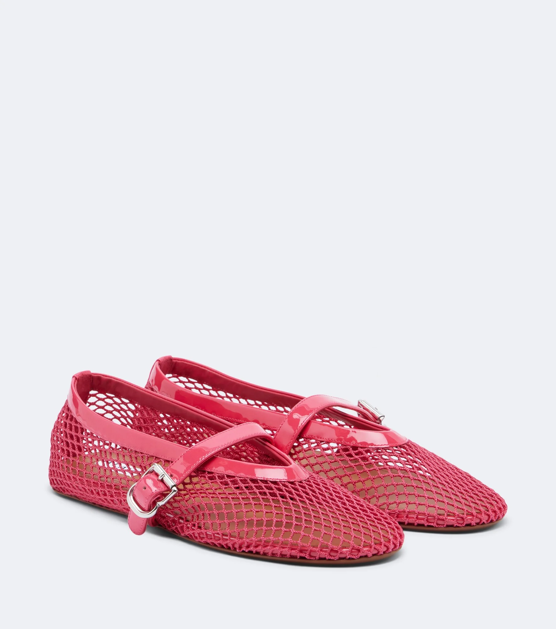 Leather-trimmed fishnet Mary Jane flats - 1