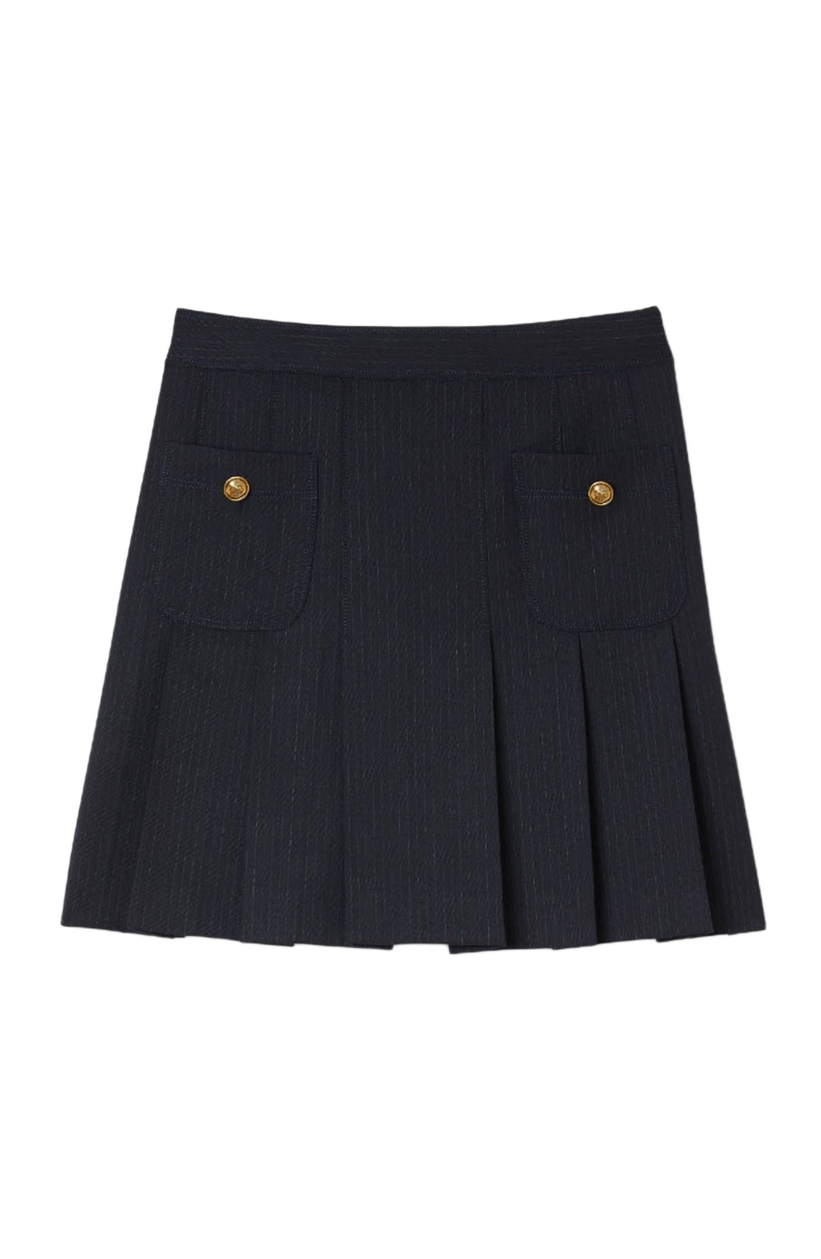 SANDRO Short striped pleated skirt in Navy Blue at Nordstrom - 5