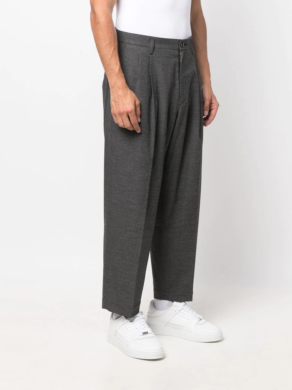 straight-leg check trousers - 3