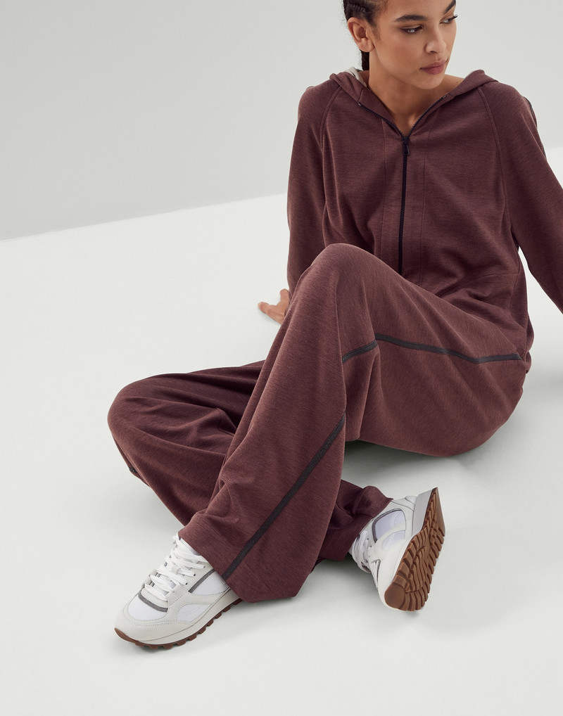 Brunello Cucinelli Suede and techno fabric runners with precious contour outlook