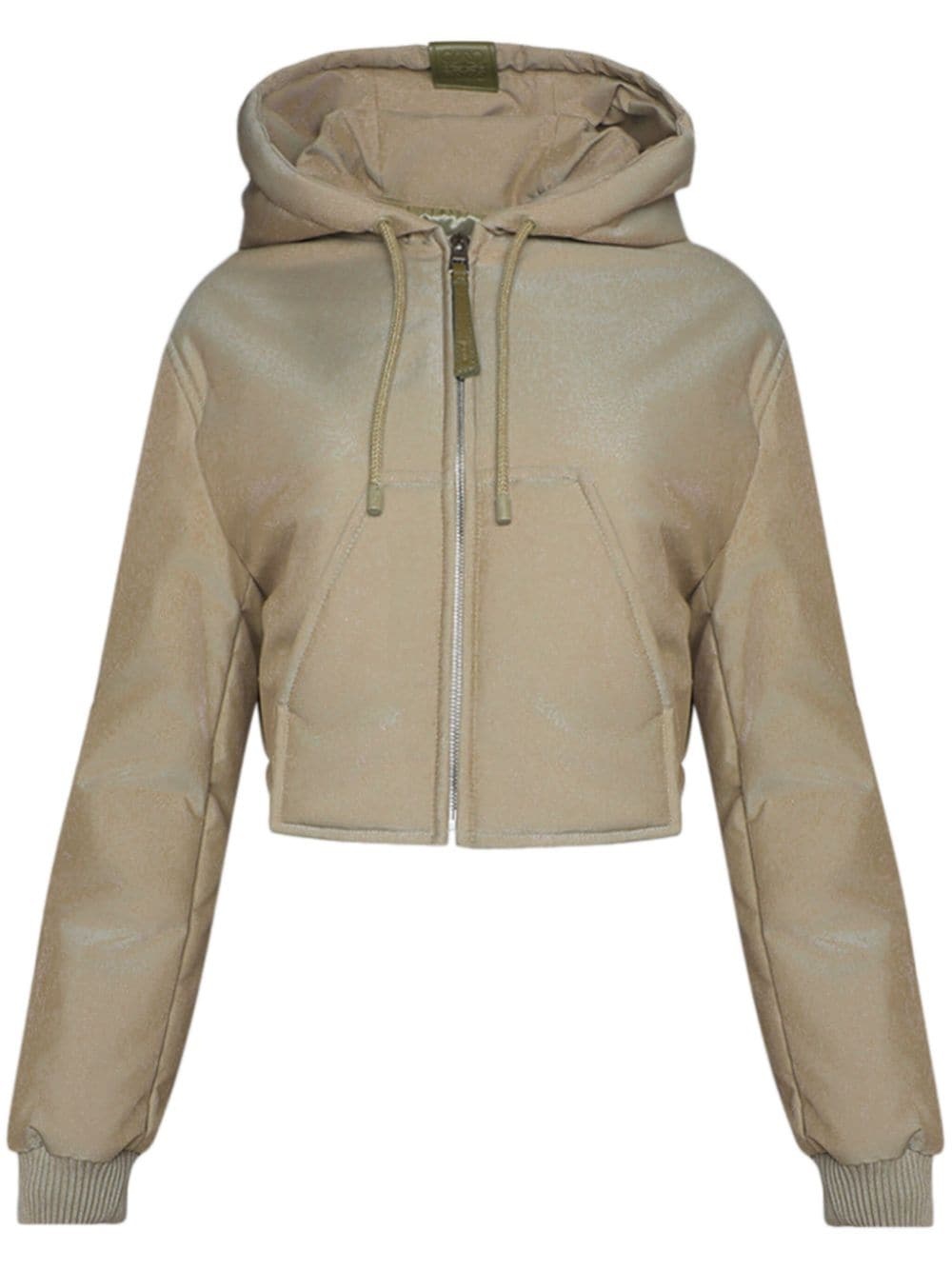 logo-appliquÃ© hooded cropped jacket - 1