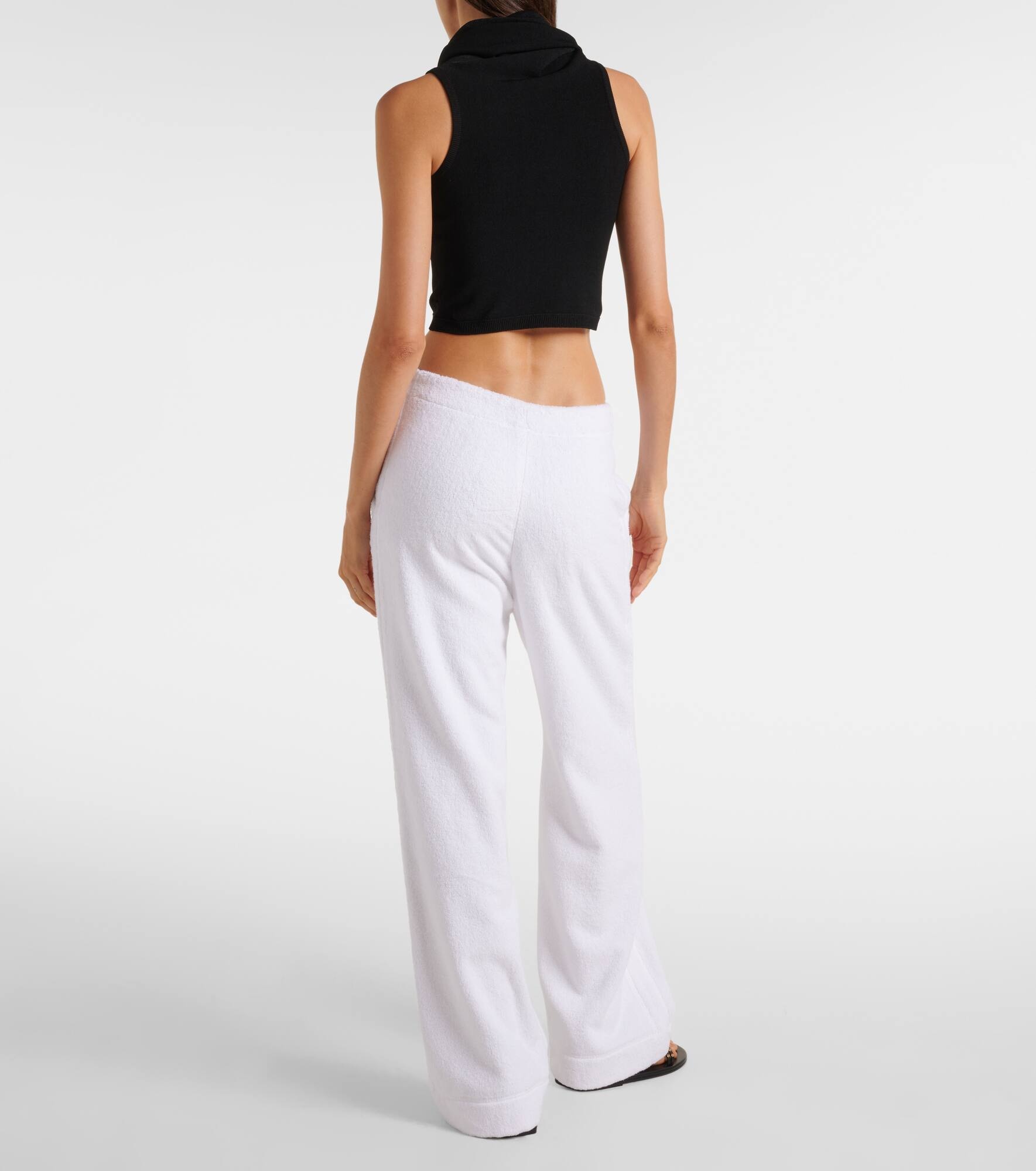 Low-rise cotton terry straight pants - 3