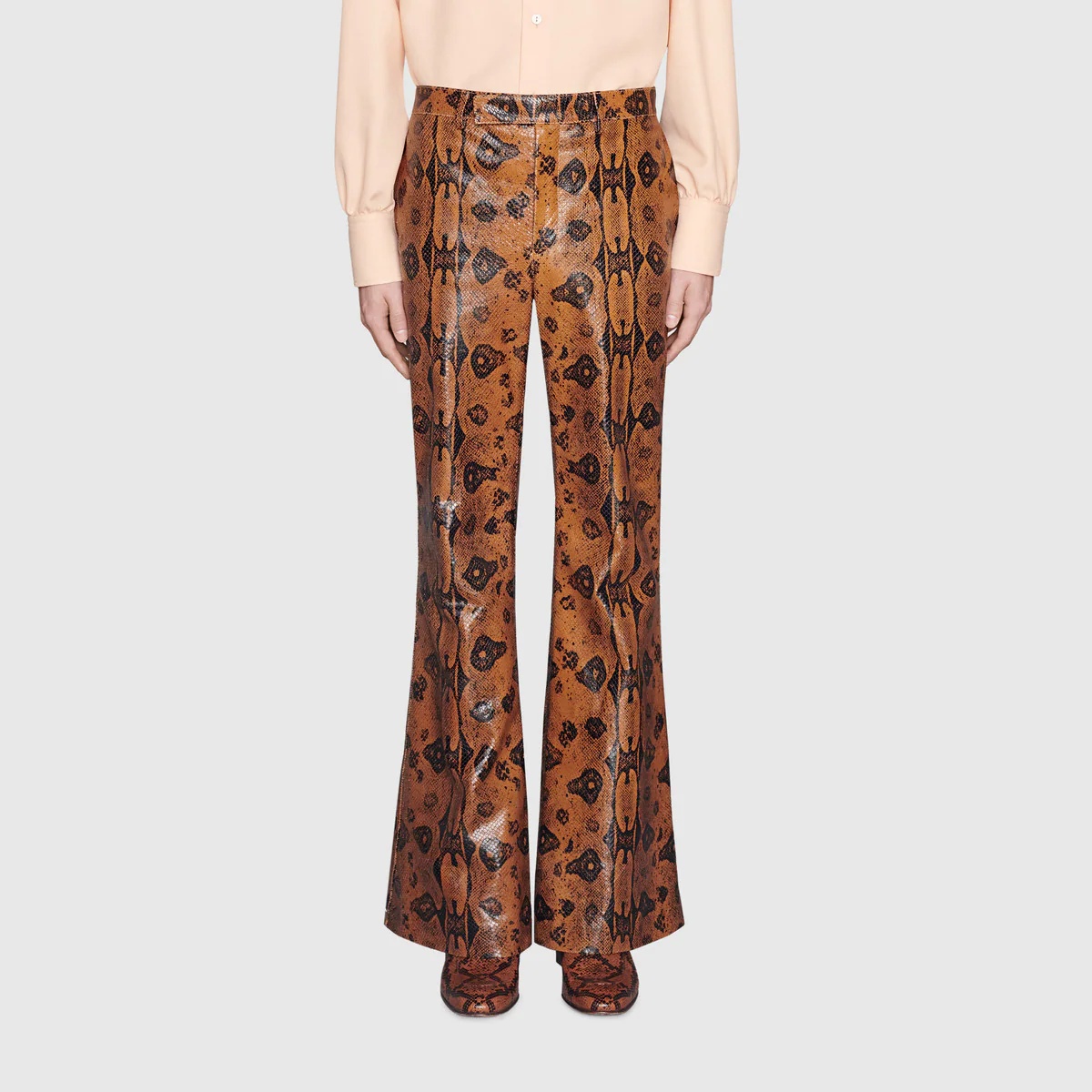 Boa print flared leather pant - 3