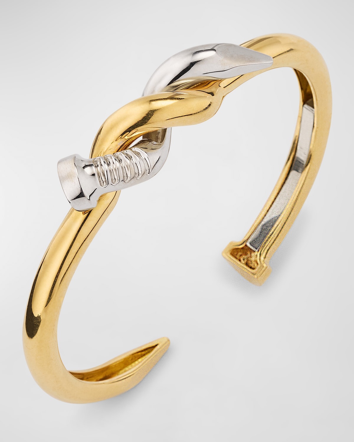 Polished Two Tone Twisted Nail Cuff - 3