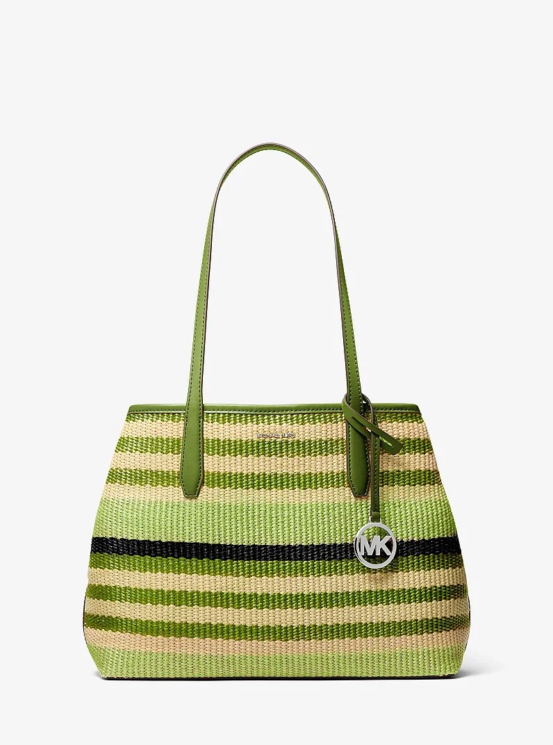 Avalon Medium Striped Woven Tote Bag - 1