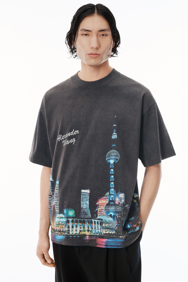 Shanghai Skyline Crystal Hotfix T-Shirt 3