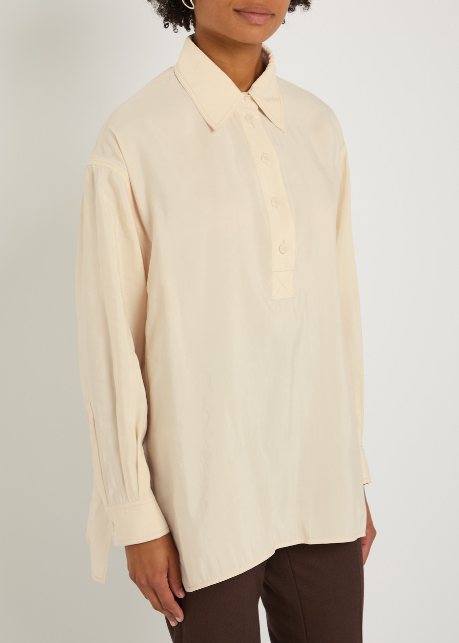 Nanushka Linka Crinkled Poplin Polo Shirt - 2