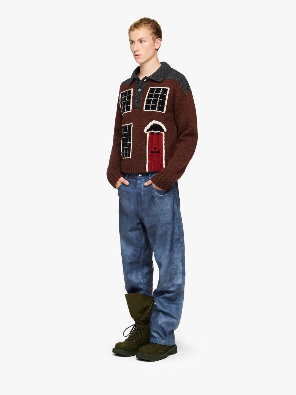 HOUSE' INTARSIA POLO SWEATER - 4