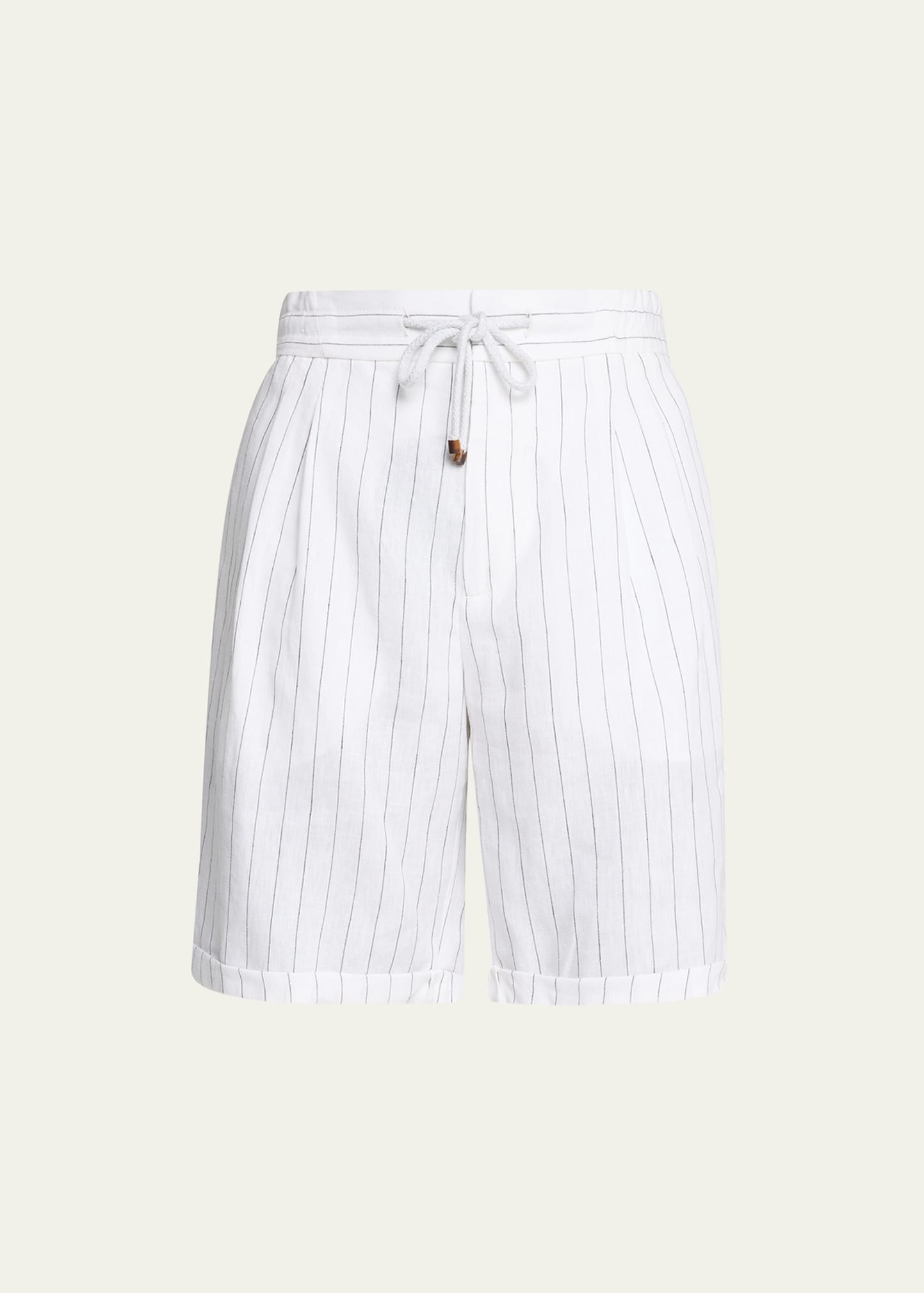 Men's Stripe Linen Bermuda Shorts - 1