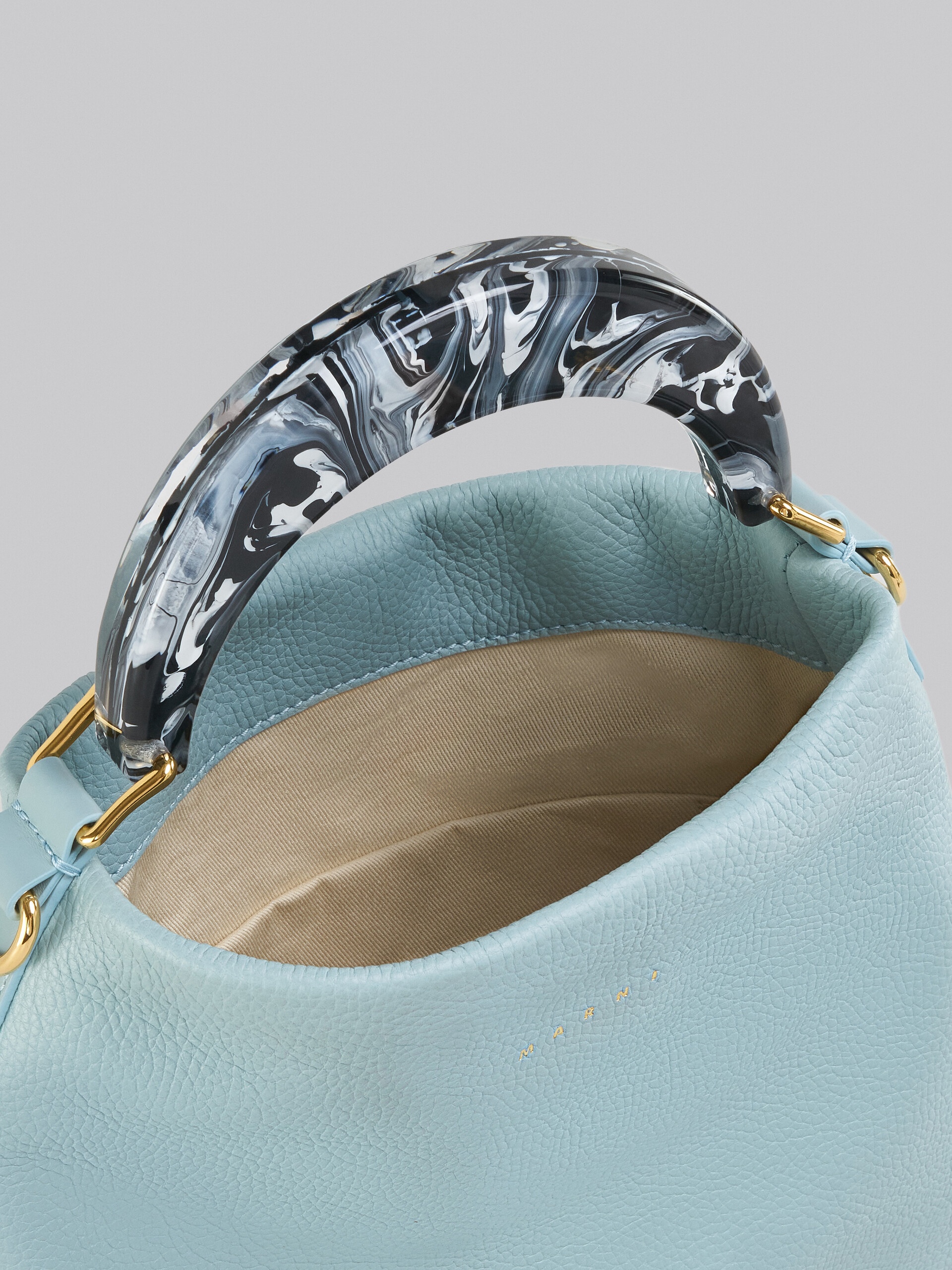 VENICE SMALL BAG IN LIGHT BLUE LEATHER - 4