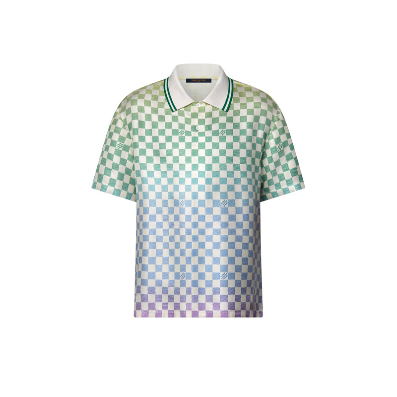 Damier Gradient Printed Silk Polo Shirt - 1