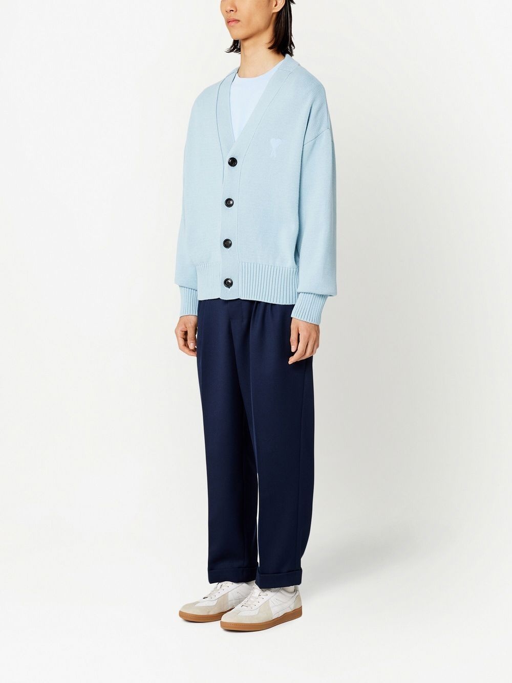 Ami de Coeur intarsia-logo cardigan - 3