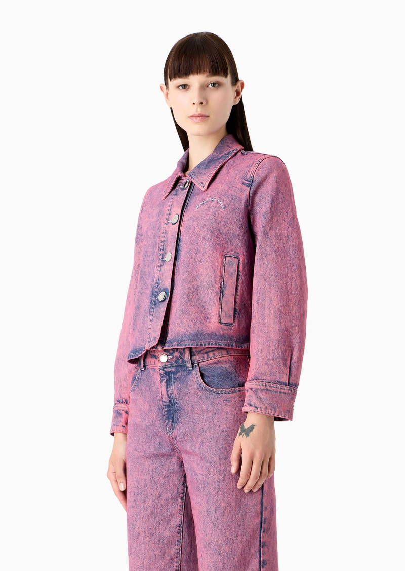 Emporio Armani Sustainability Values Capsule Collection over-dyed organic Lyocell-blend denim jacket 2