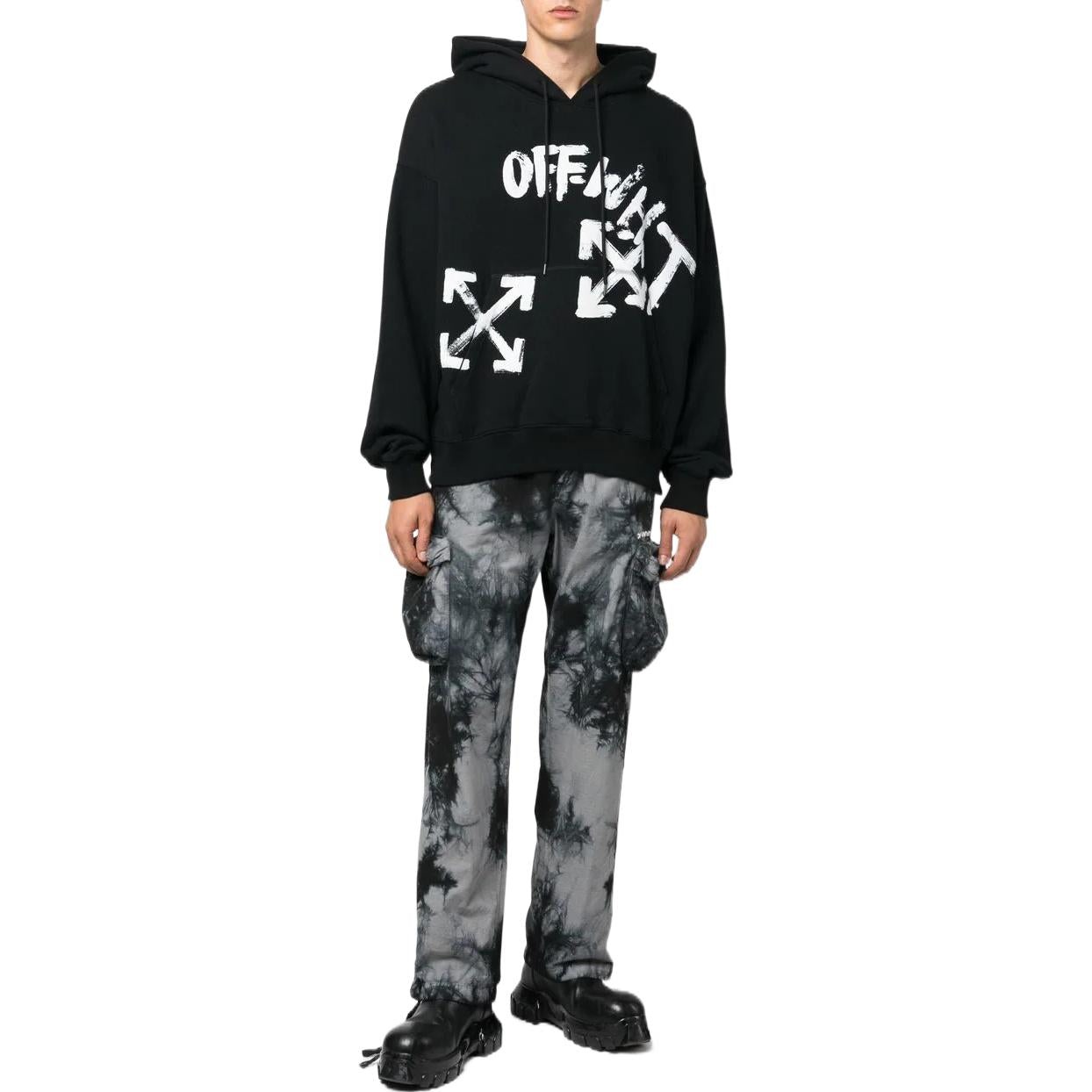 Men's Off-White FW22 Tie Dye Pattern Printing 3D Pocket Cargo Casual Pants/Trousers Black OMCF032F22 - 2