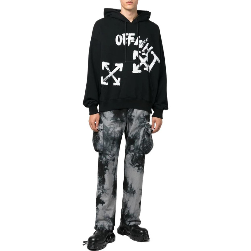 Off-White Men's Off-White FW22 Tie Dye Pattern Printing 3D Pocket Cargo Casual Pants/Trousers Black OMCF032F22 outlook