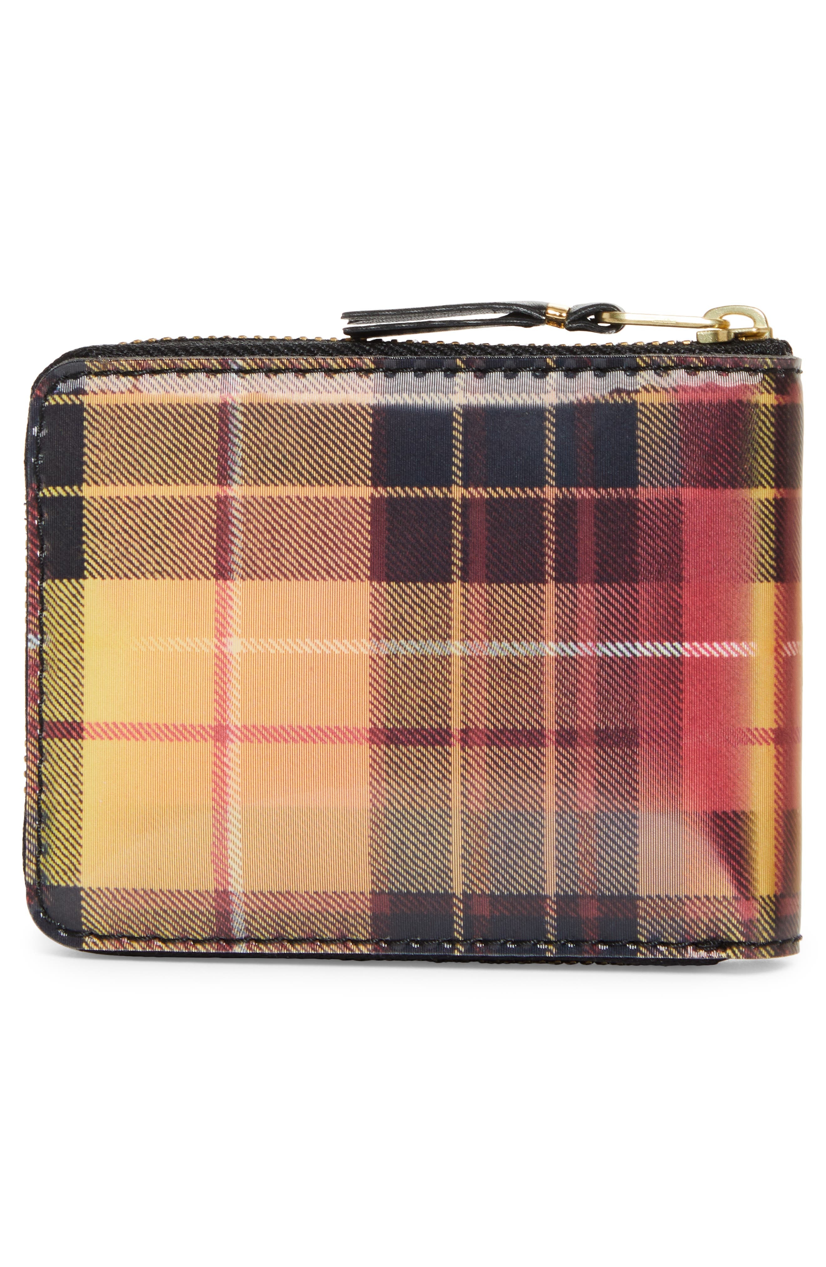 Comme des Garçons Wallets Lenticular Tartan Coated Leather Half Zip Wallet in Red/Yellow at Nordstro - 4