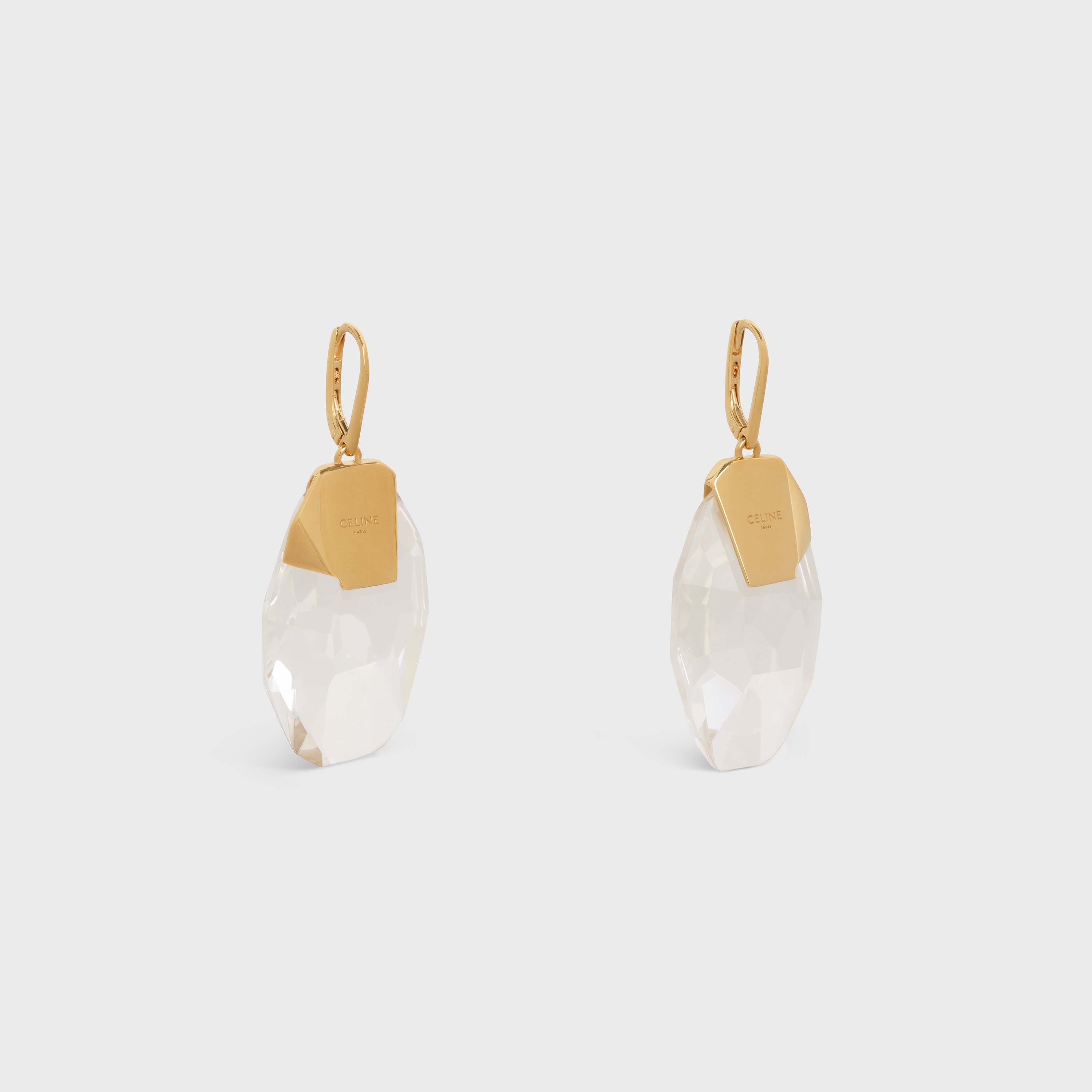 GRANDS VOLUMES CELINE DIAMANTÉ EARRINGS IN BRASS WITH GOLD FINISH AND CRYSTAL - 2