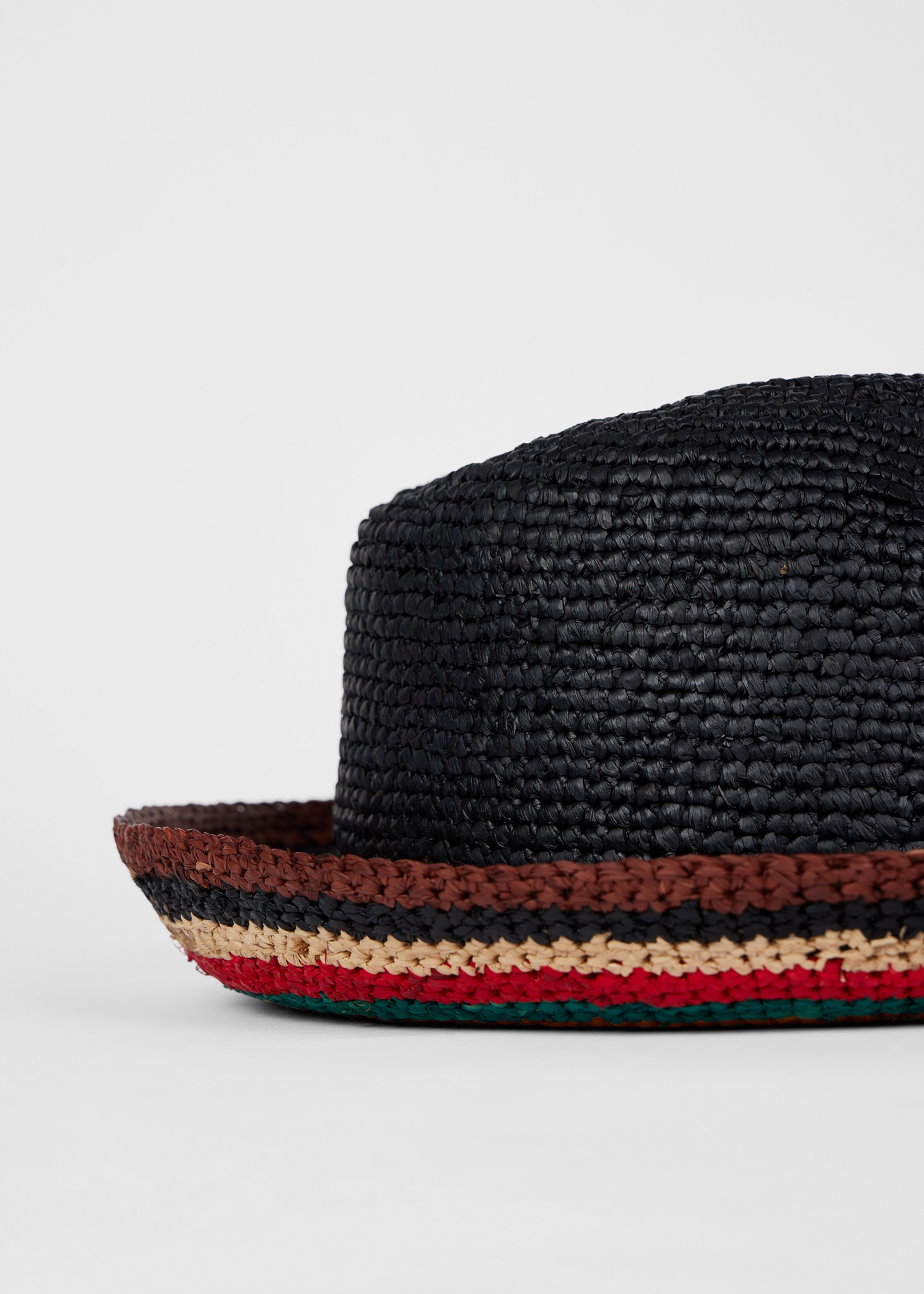 Black 'Signature Stripe' Straw Trilby Hat - 3