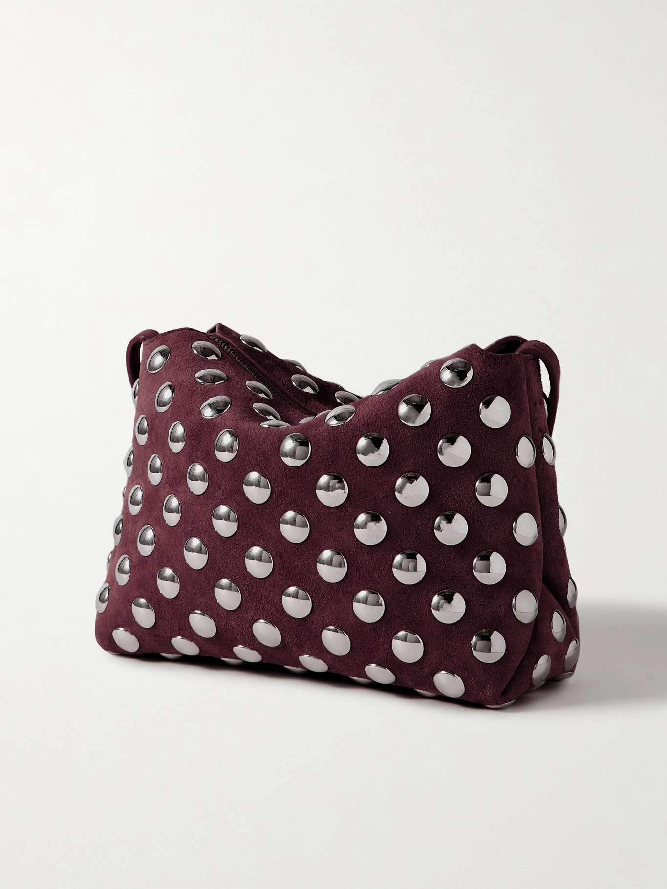 Lina medium studded suede shoulder bag Burgundy - 3