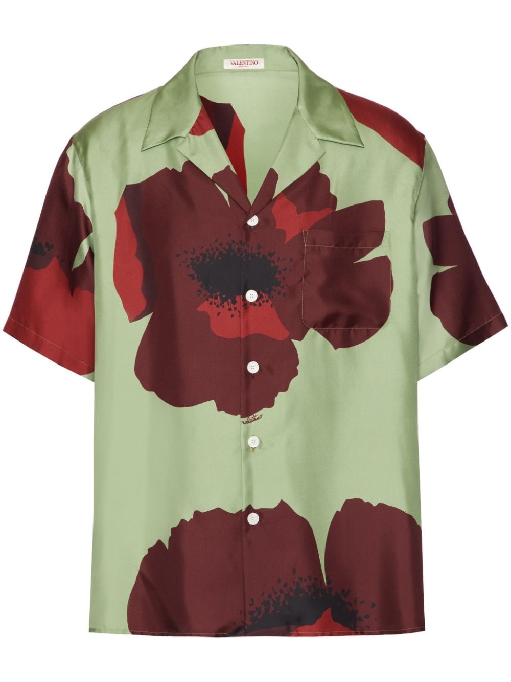 Flower Portrait-print bowling shirt - 1