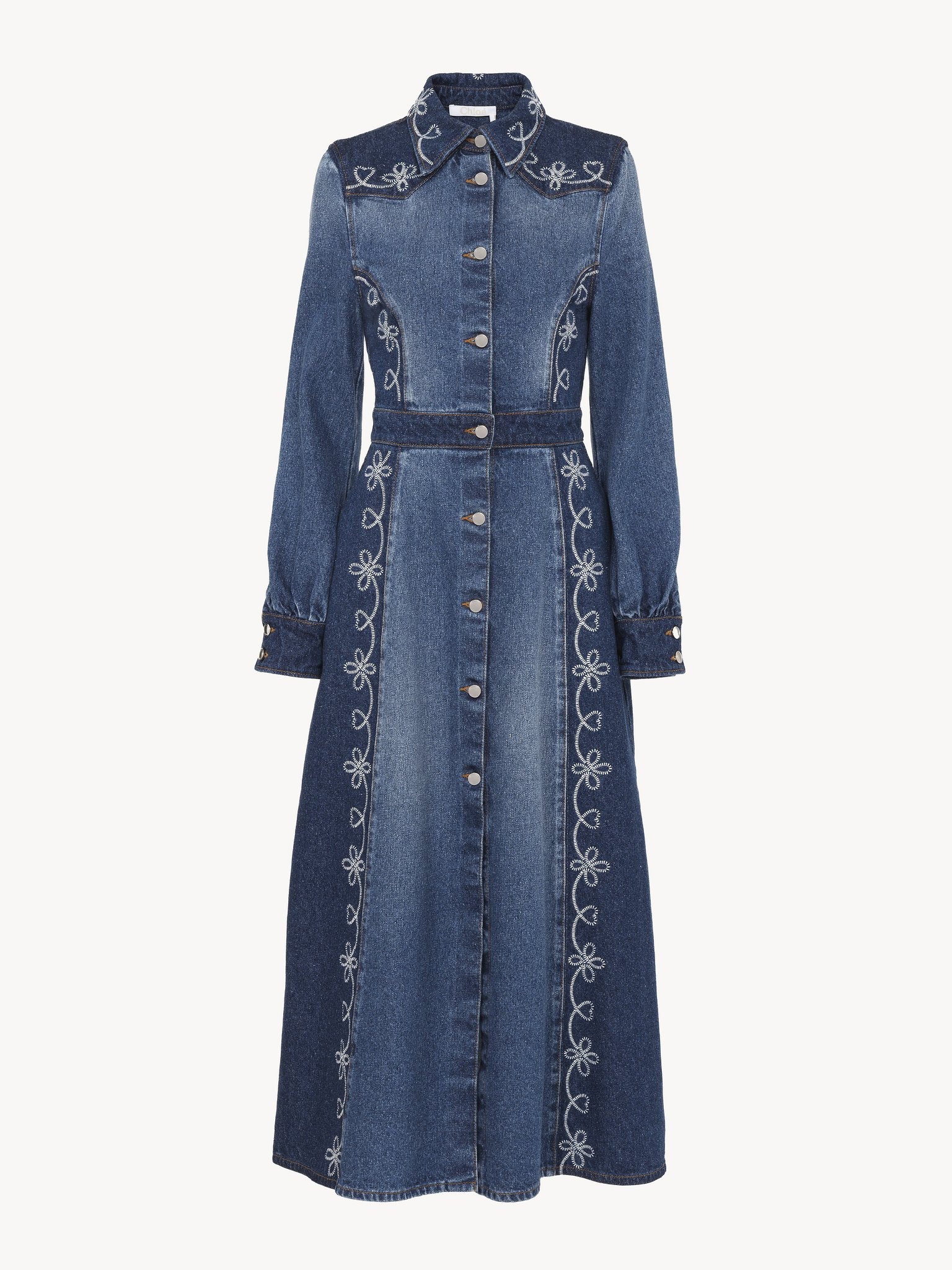 EMBROIDERED DENIM SHIRT DRESS - 2