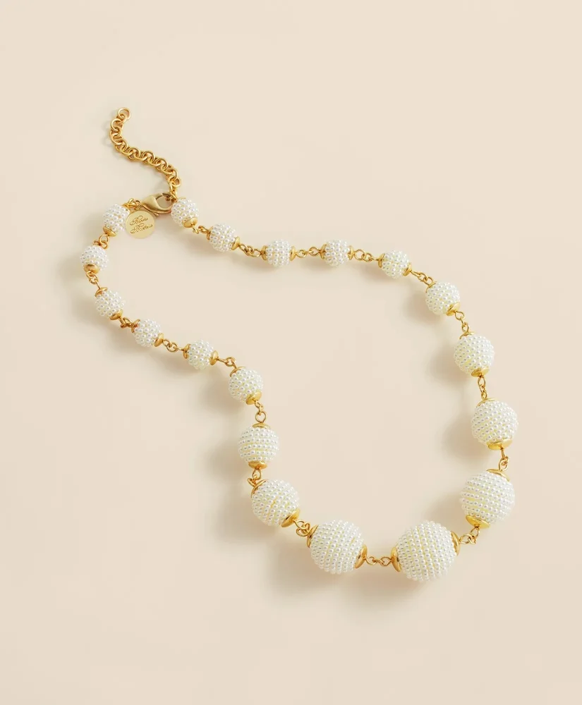 Gold-Toned Faux-Pearl-Sphere Necklace - 1