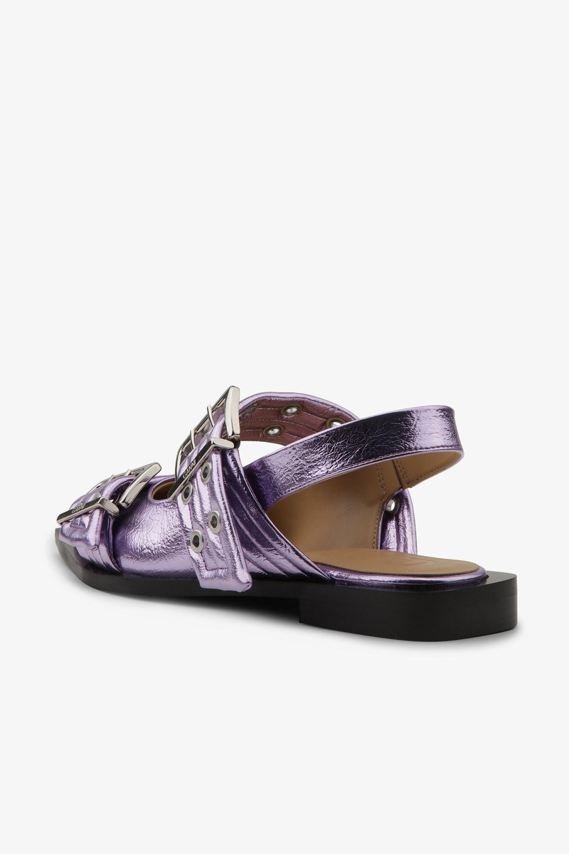 PINK METALLIC FEMININE BUCKLE BALLERINAS 3