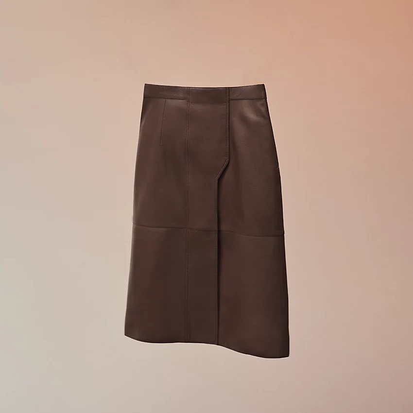 Leather skirt with wraparound effect - 1