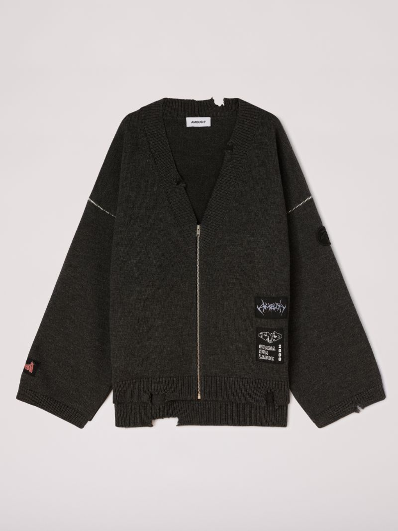 FELTED KNIT ZIP CARDIGAN - 1