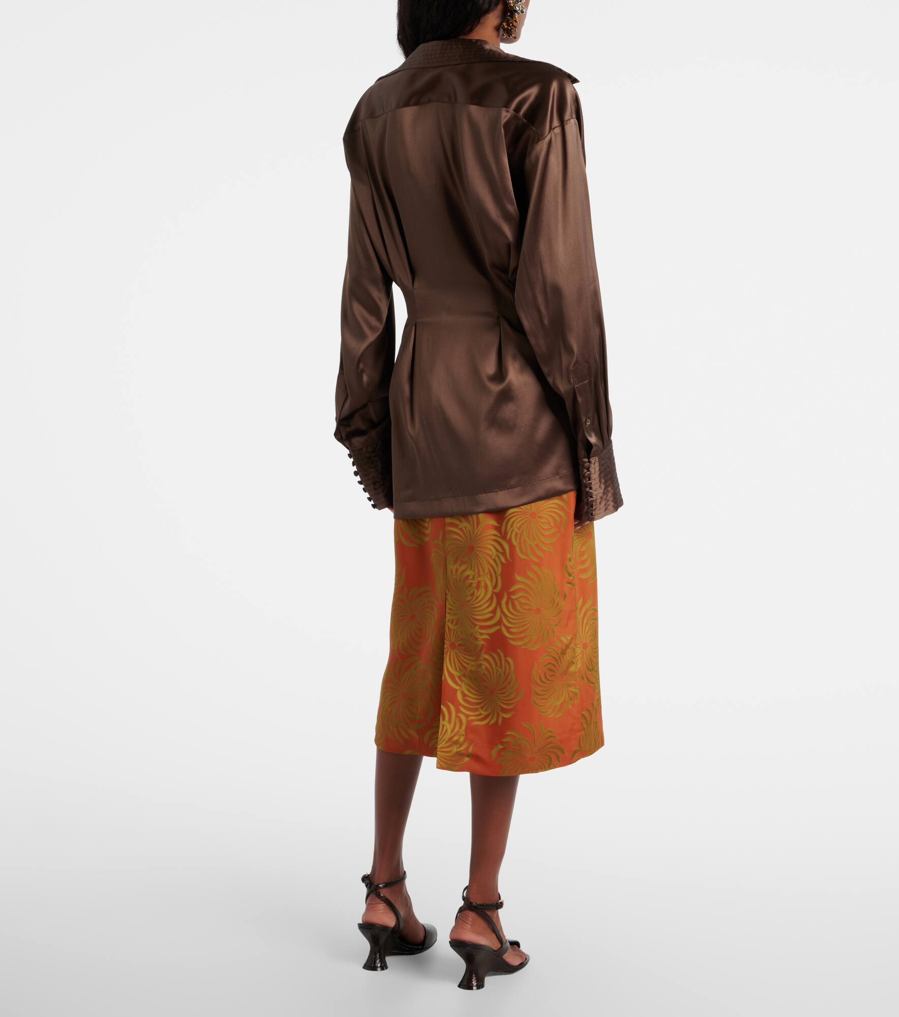 Draped silk-blend shirt - 3