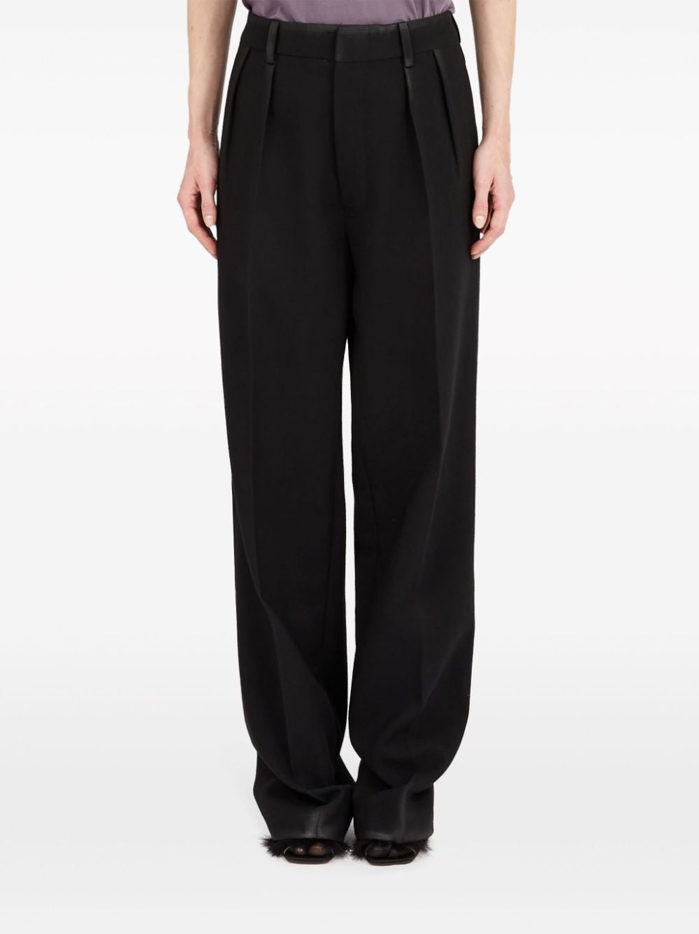 straight-leg gabardine wool trousers - 2