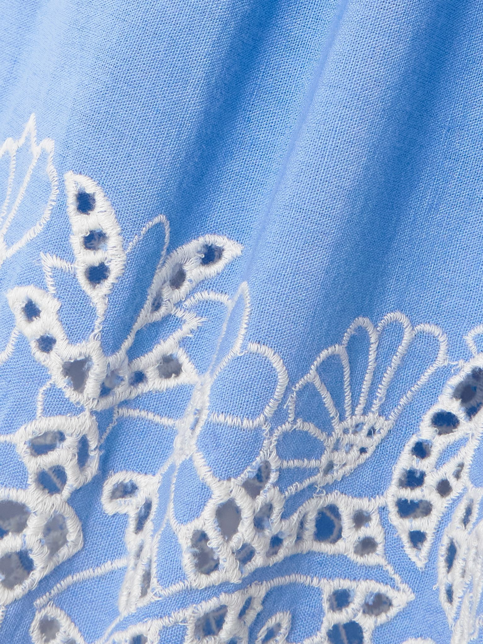 Zenobia pleated broderie anglaise linen and cotton-blend mini dress Blue - 4