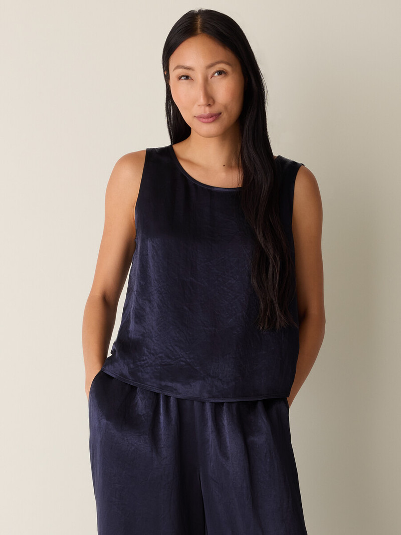 Textured Satin Ballet Neck Tank 3