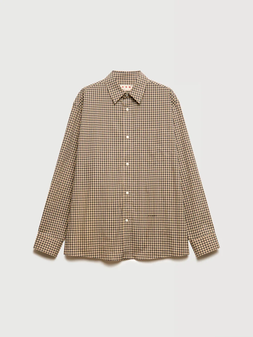 BEIGE SHIRT WITH MICRO-CHECK - 1