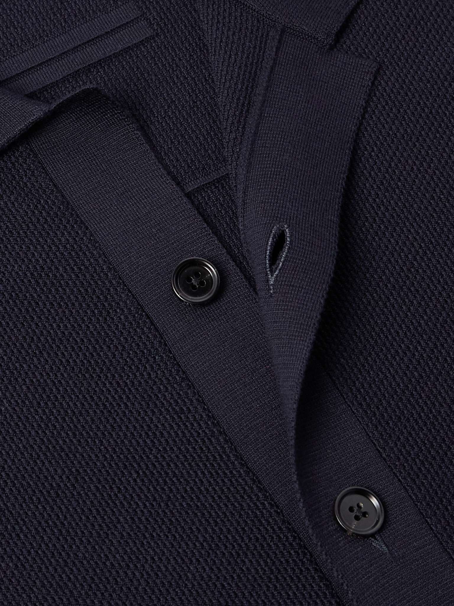 Camp-Collar Wool-Piqué Cardigan - 5