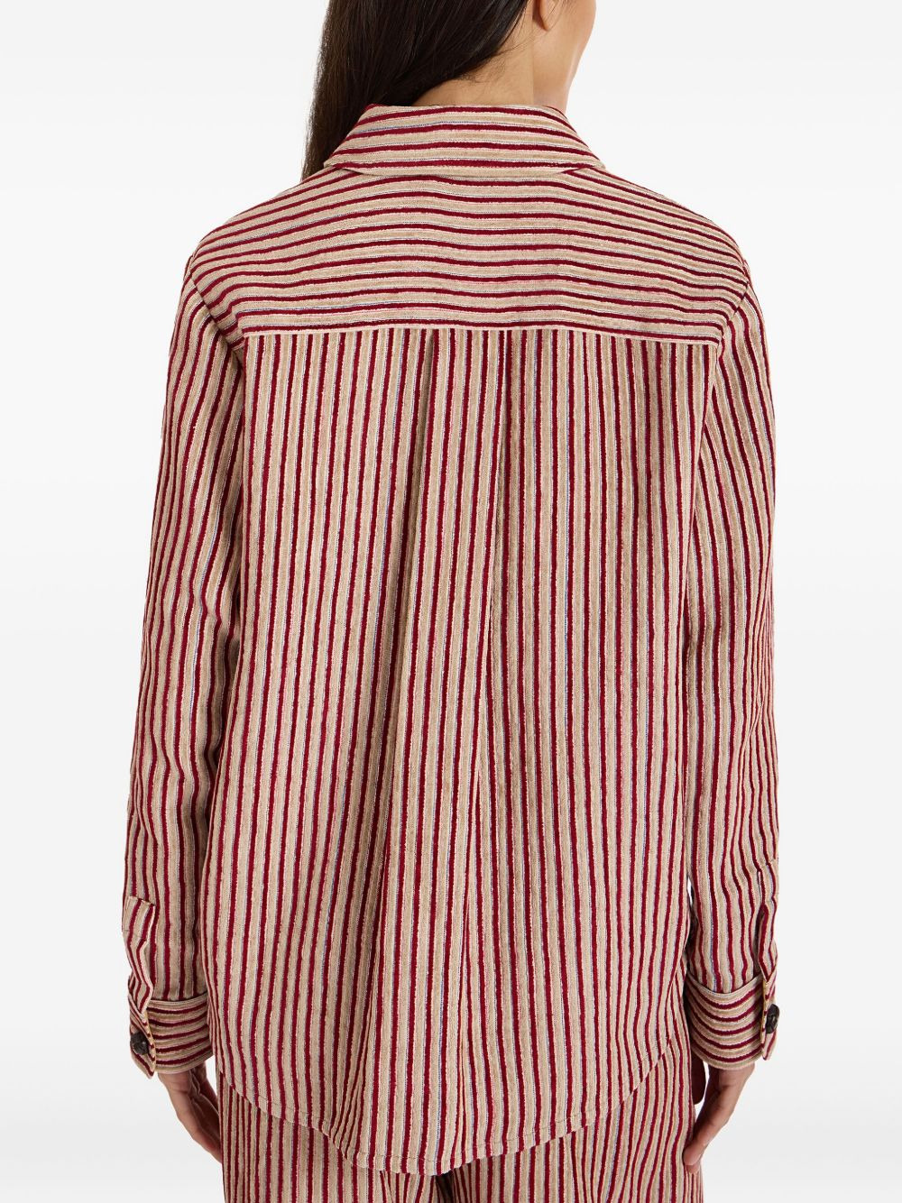 striped button-fastening shirt - 3