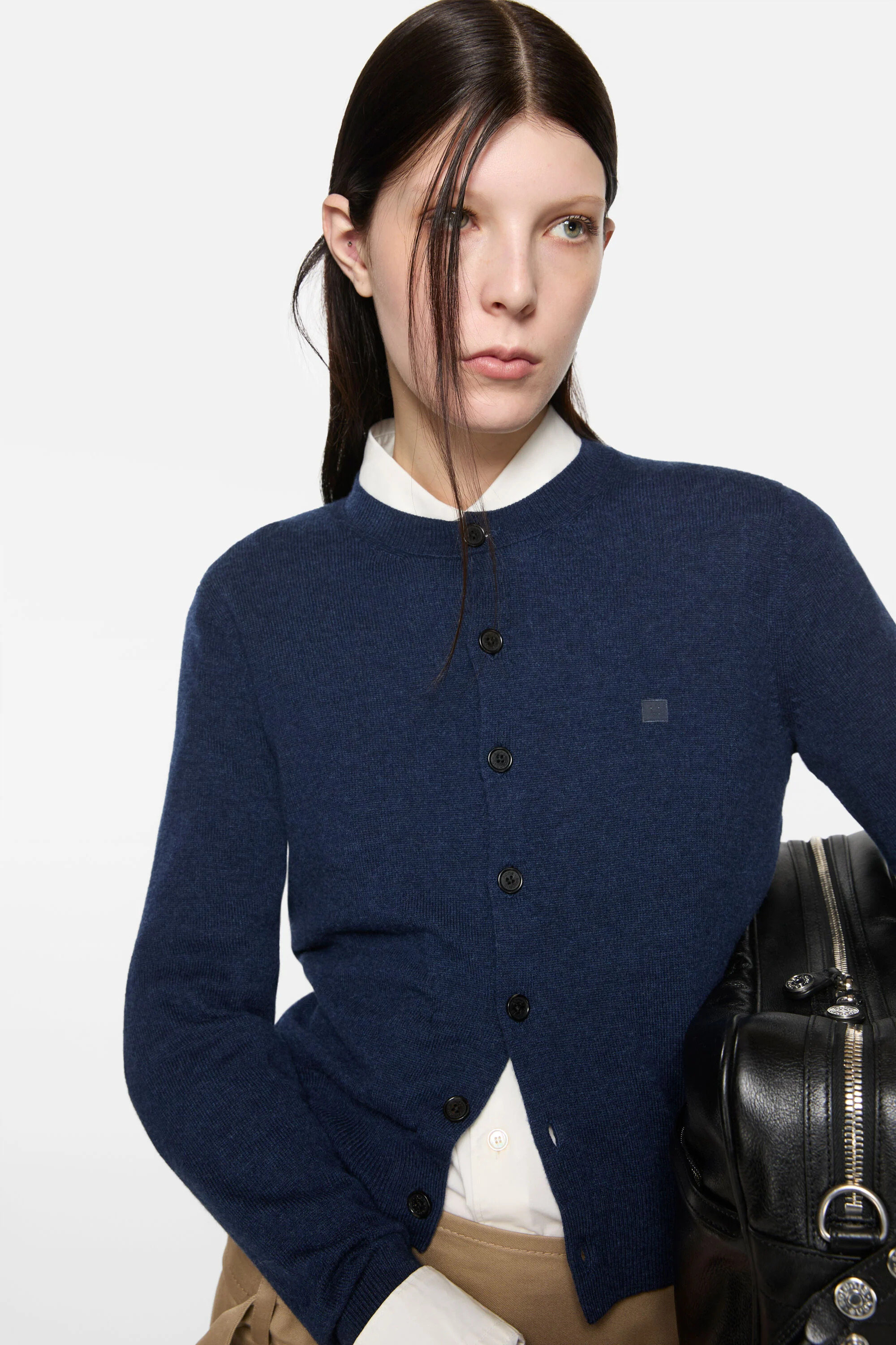 Cadigan yak wool - fitted fit - Navy melange - 4