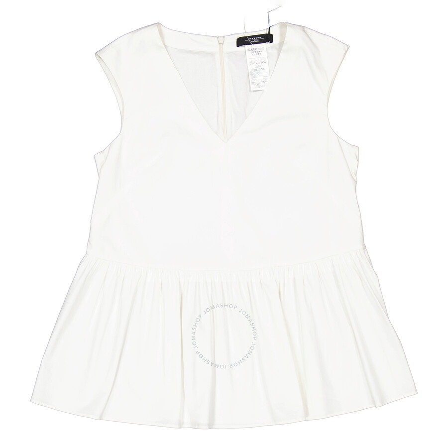 Max Mara Weekend Ladies Nebbie White Peplum Blouse - 5