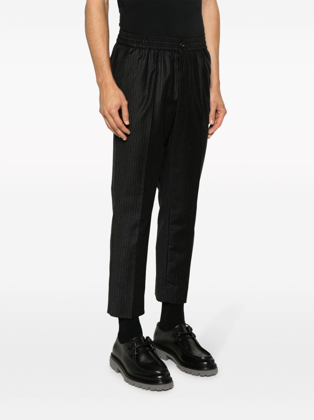 pinstripe cropped wool trousers - 3