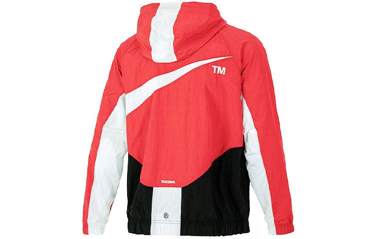 Nike Jacket Mens Red White Swoosh Logo Nike Big Swoosh Woven