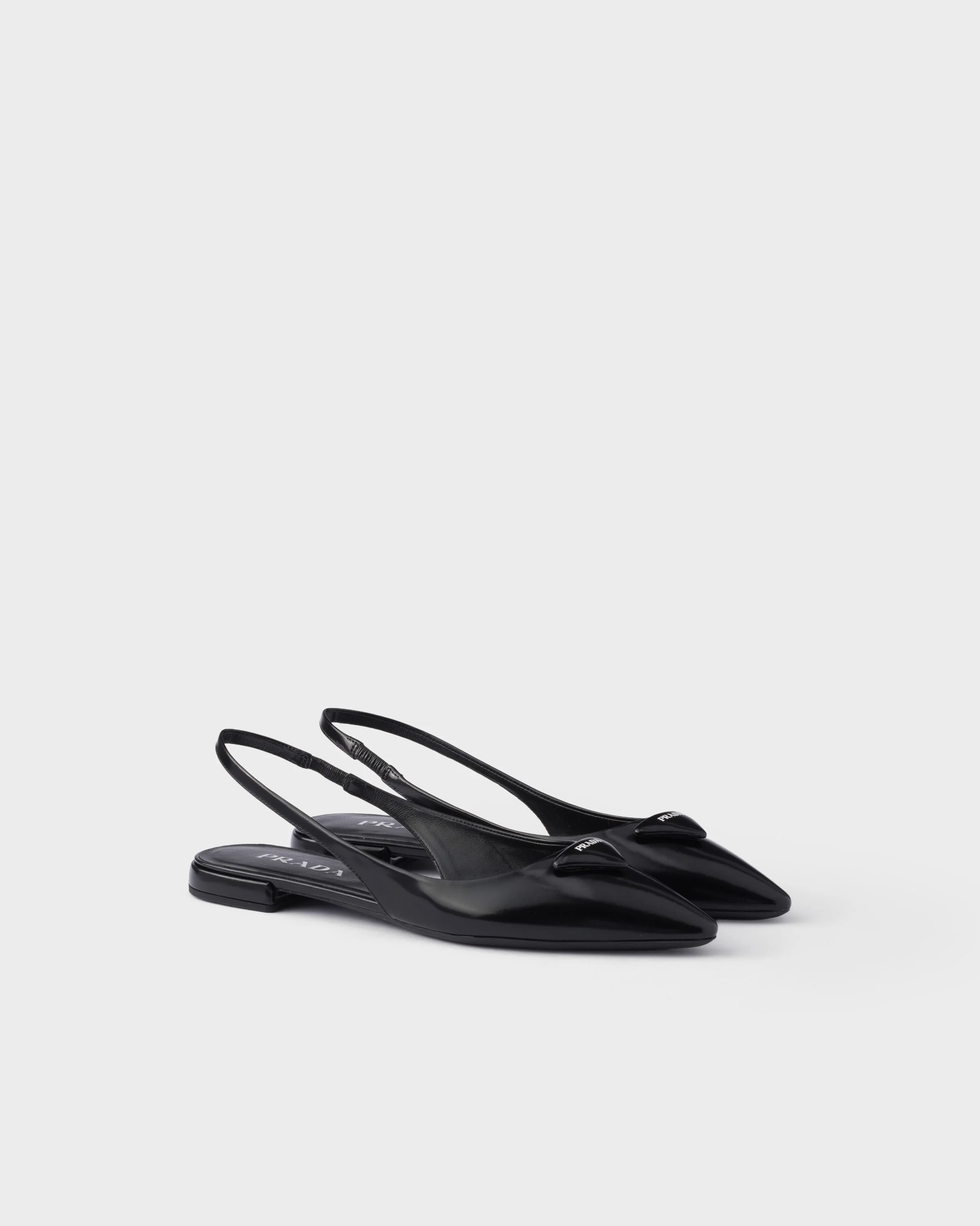 Brushed leather ballerina slingbacks - 1