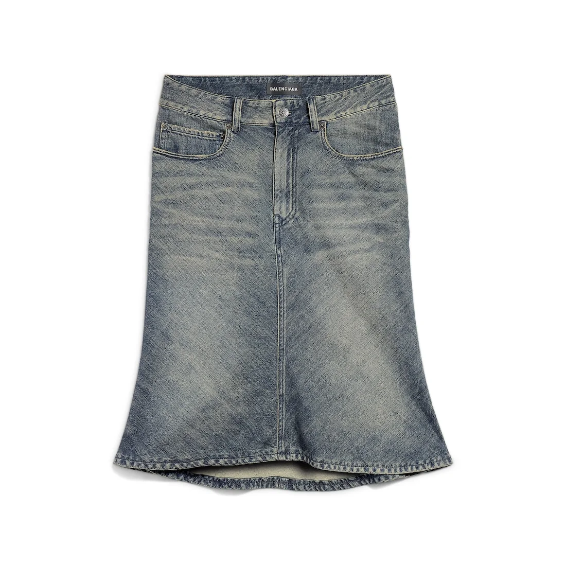 Women's Godet Midi Skirt in Blue - 1