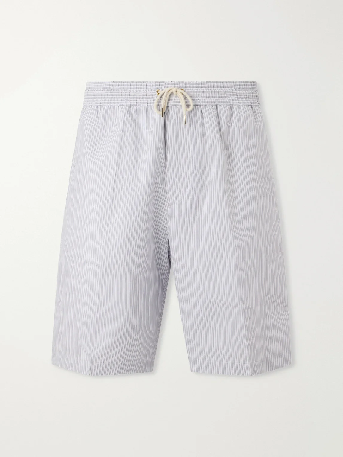 Straight-Leg Striped Cotton Drawstring Shorts - 1