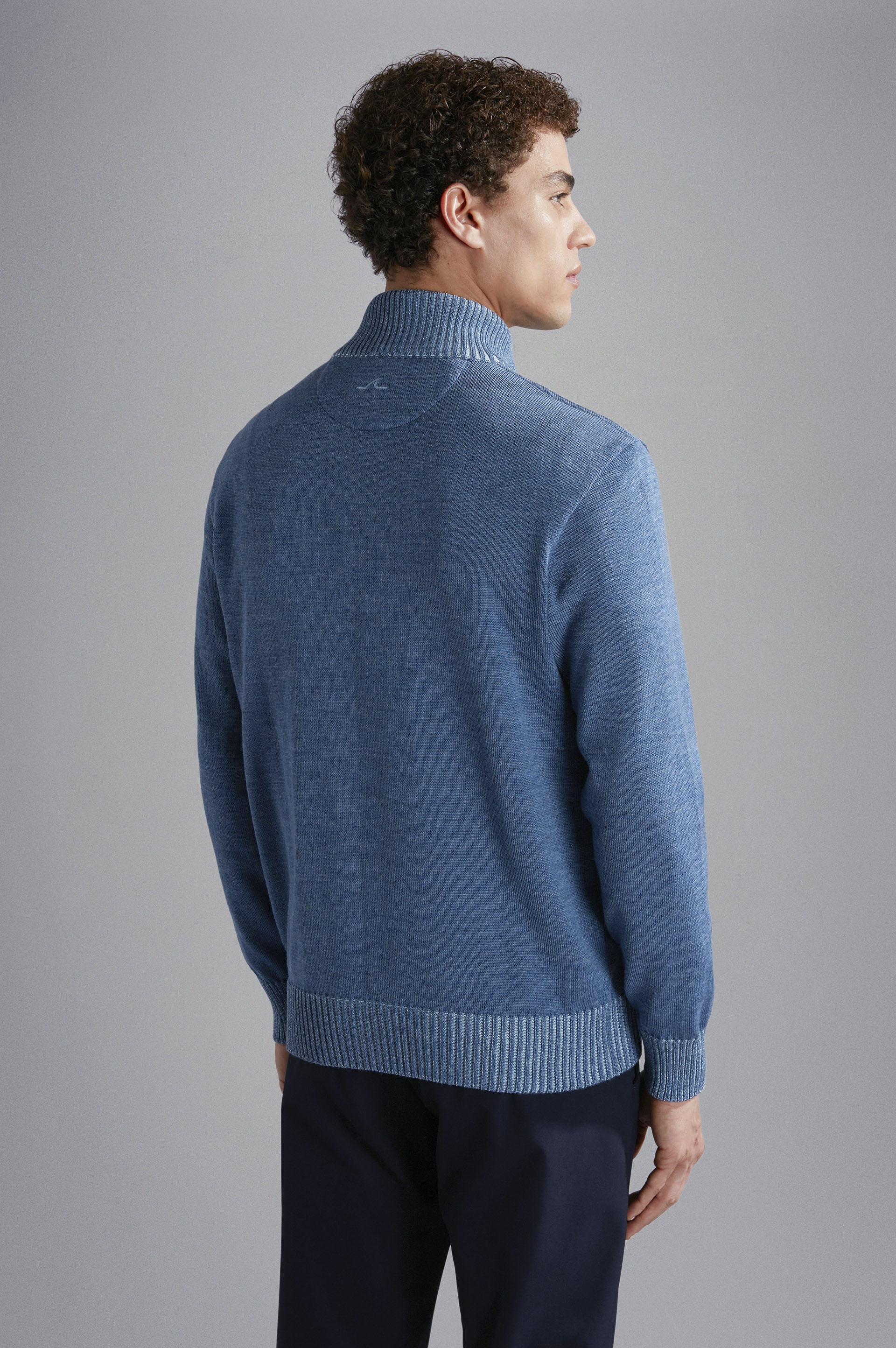 WOOL SWEATER WITH CONSTRASTING PIPING - 3