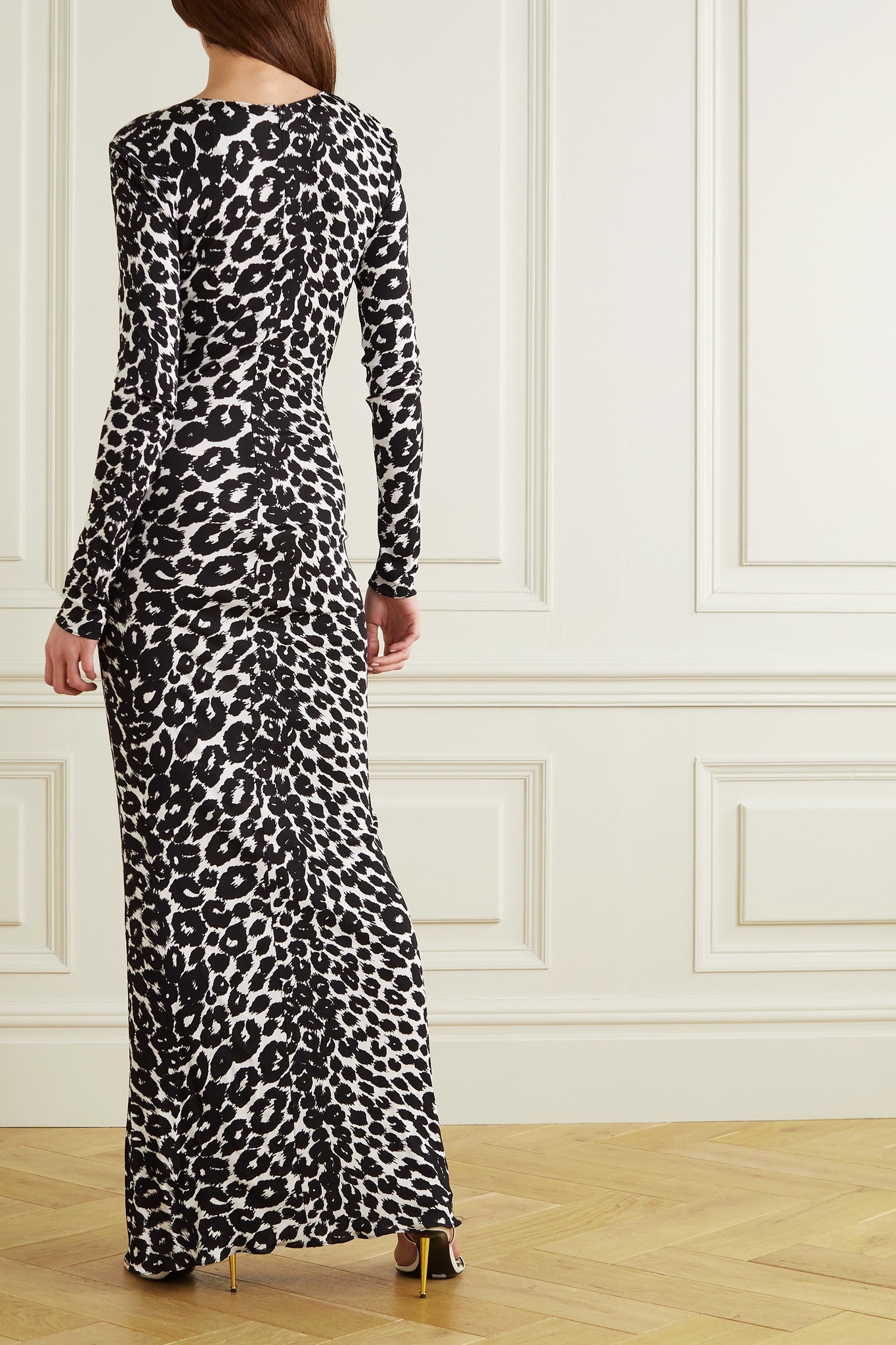 Twist-front leopard-print jersey maxi dress - 3