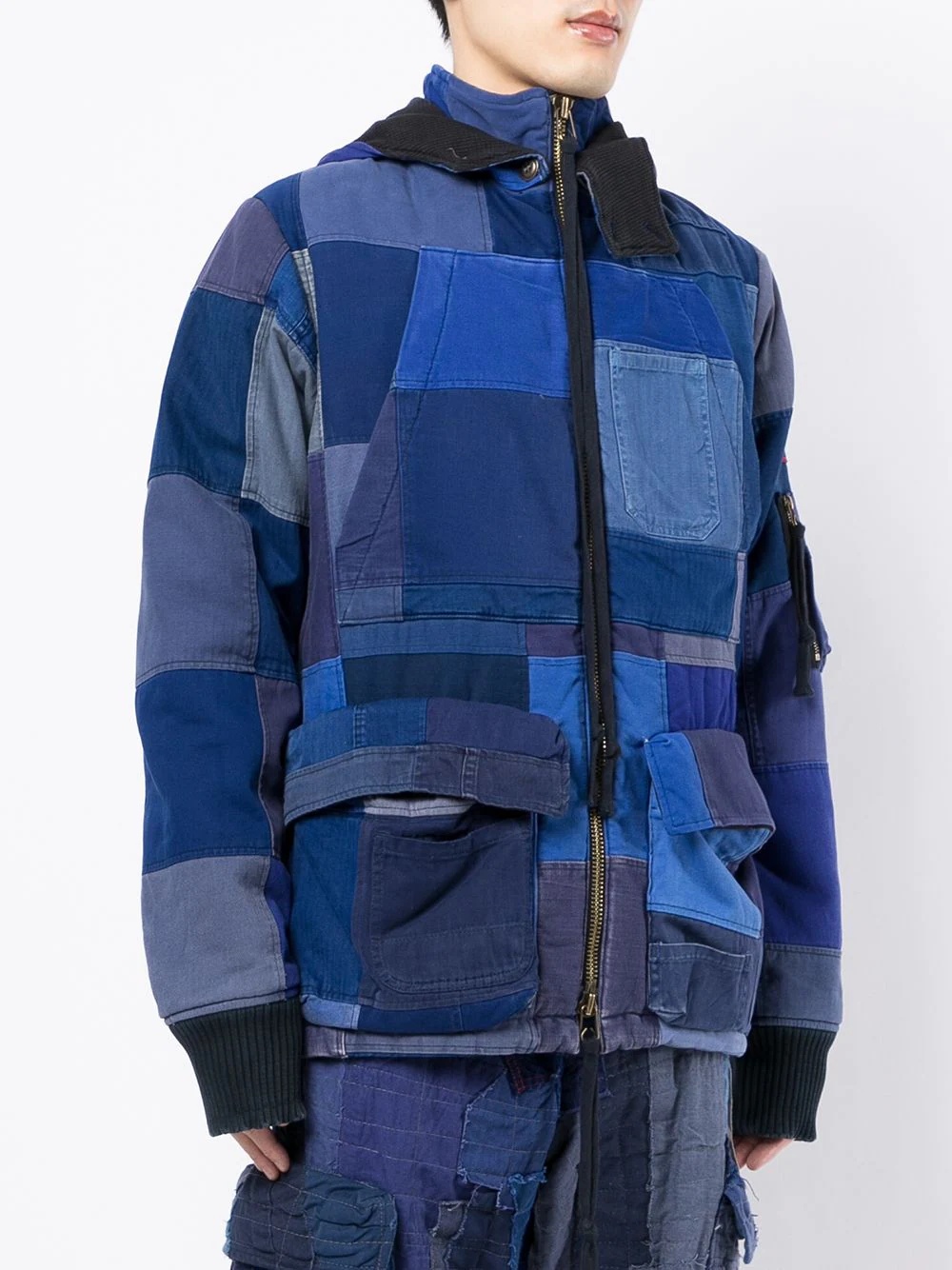 patchwork-design coat - 3