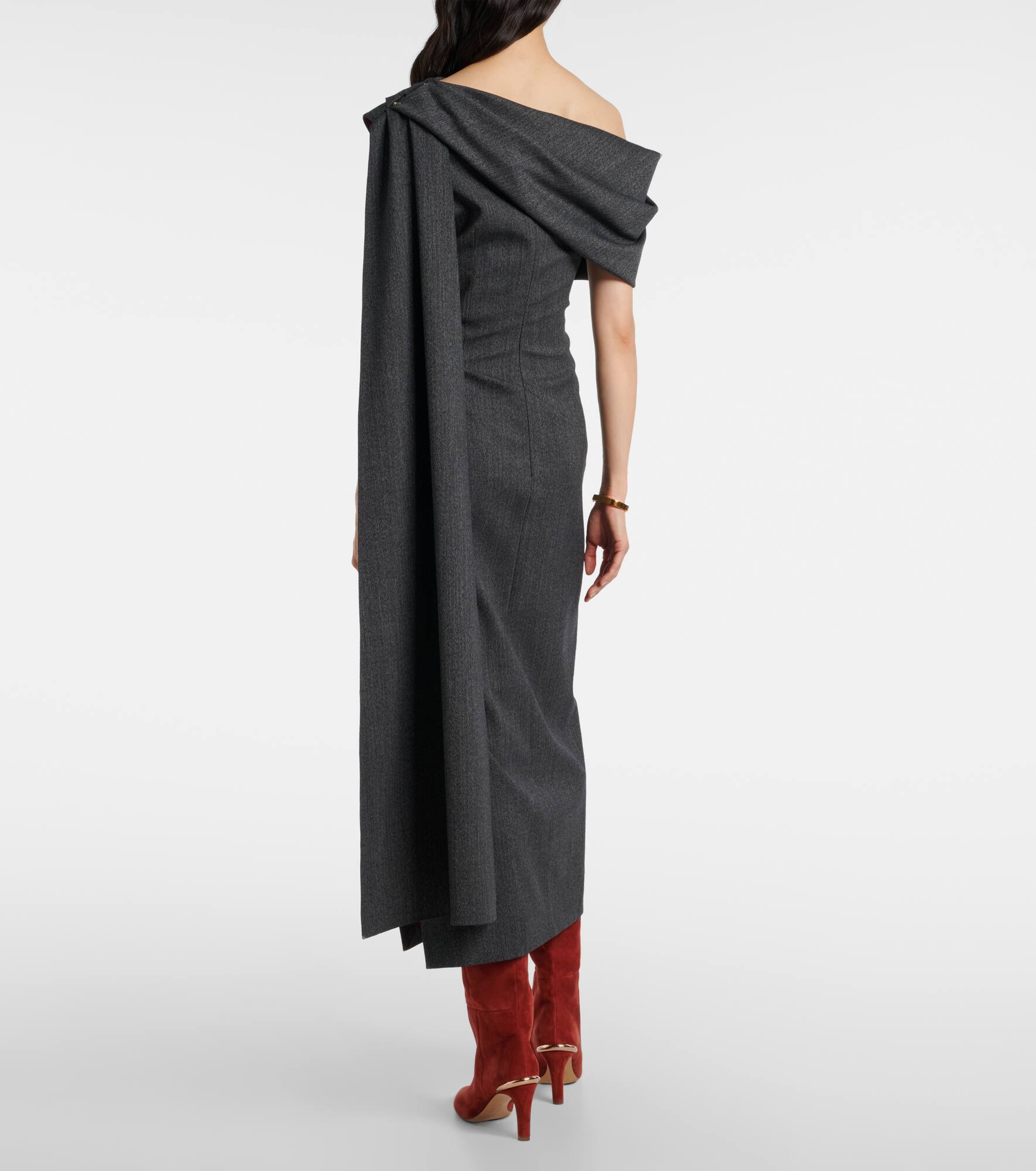 Maite herringbone draped midi dress - 3