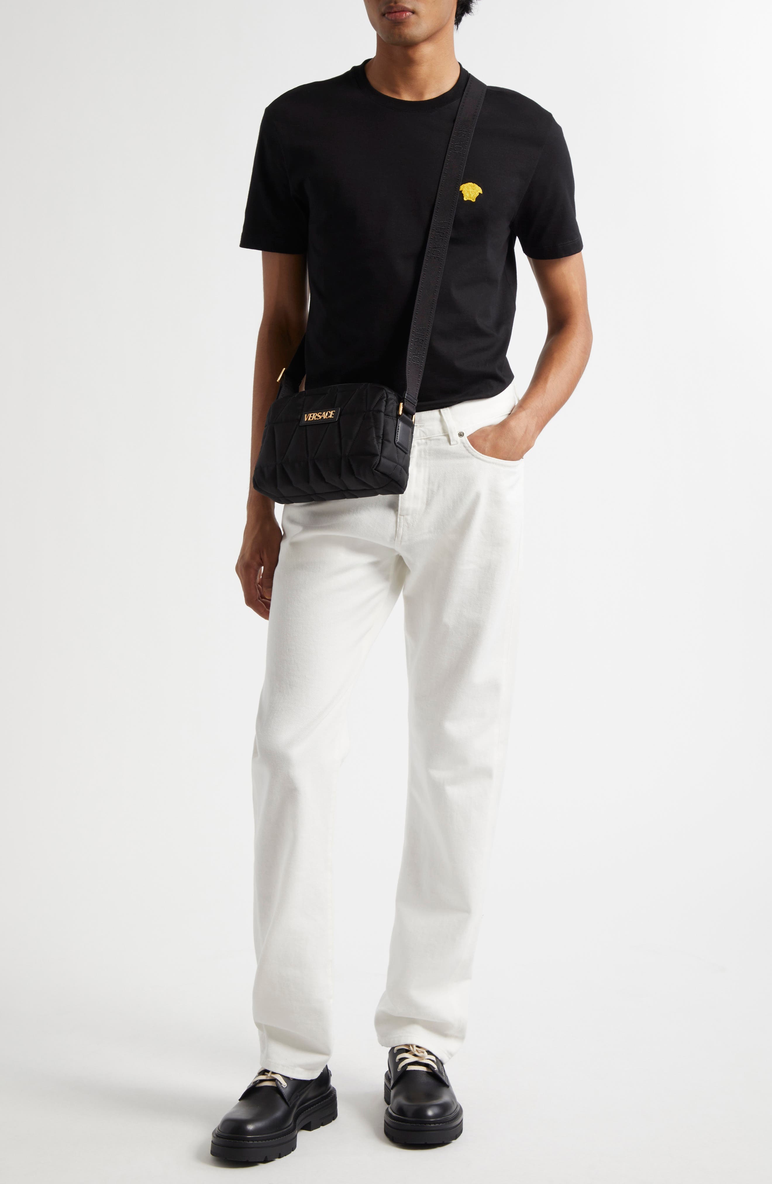 Versace Medusa Embroidered Cotton T-Shirt in Black at Nordstrom - 2