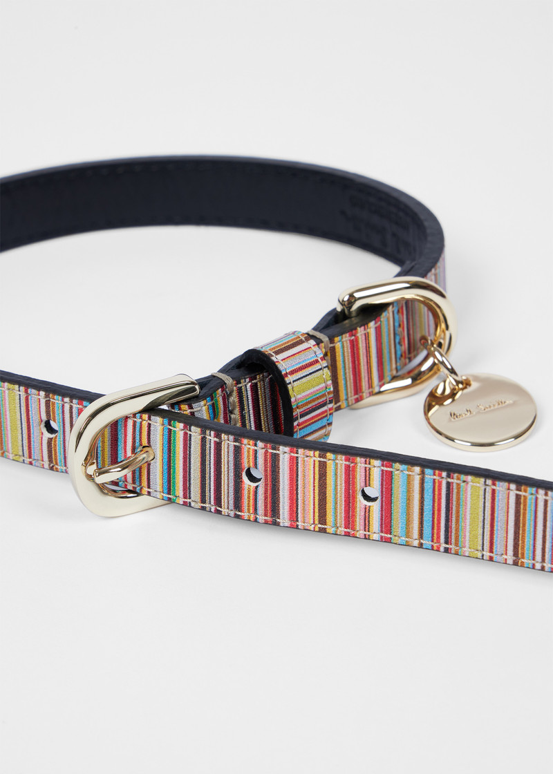 'Signature Stripe' Calf Leather Dog Collar Small/Medium 3