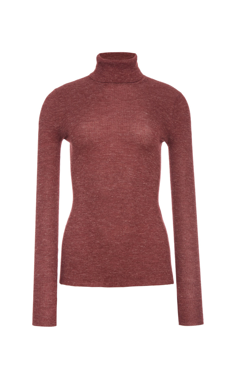 Aldona Knit Turtleneck in Burnt Sienna Cashmere Silk with Hemp 1